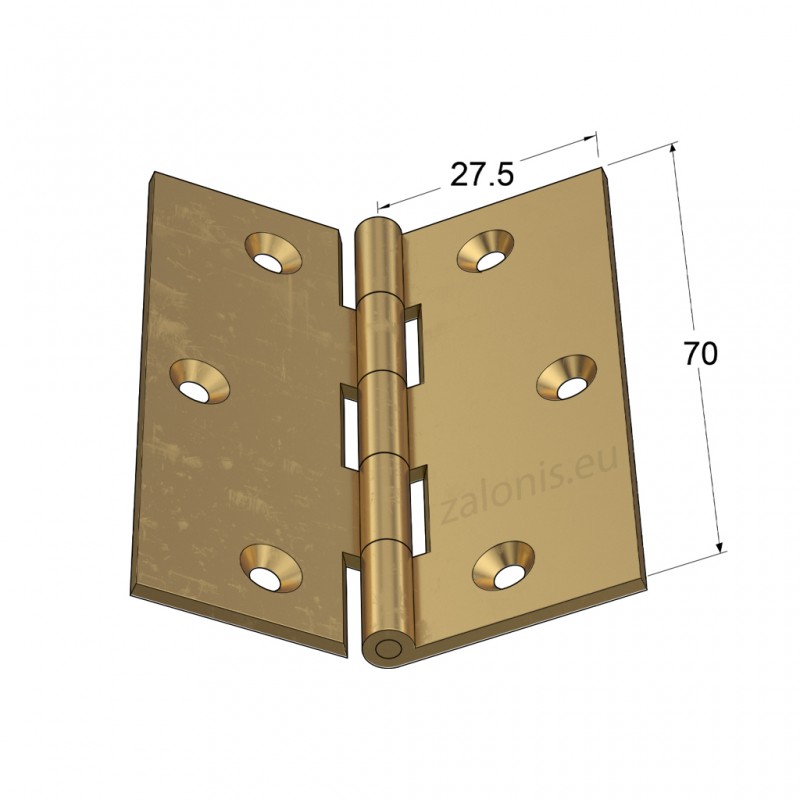 BRASS FLAT HINGE 70x55 ITALY BRASS FLAT HINGES SATIN GOLD